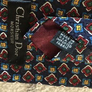 Dior Men's Tie with Red, Blue, and Yellow Pattern
